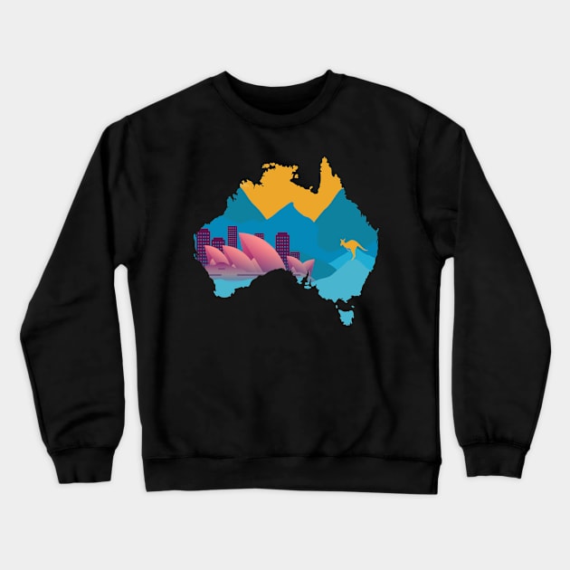 Australia and Sydney Crewneck Sweatshirt by Cooldruck